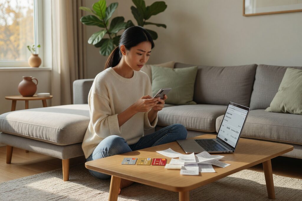 Person using a buy now pay later app on smartphone while shopping online
