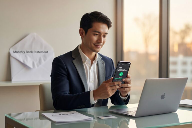 Person using a digital lending platform on a laptop to apply for a loan online