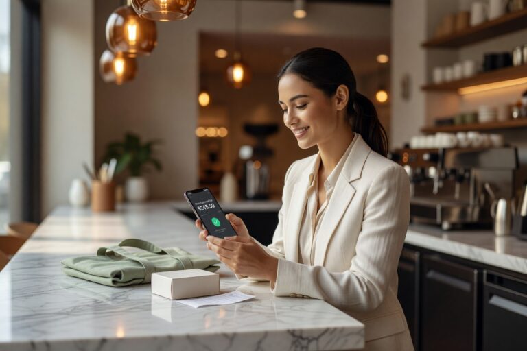 Person using a smartphone app to access an embedded finance loan at checkout