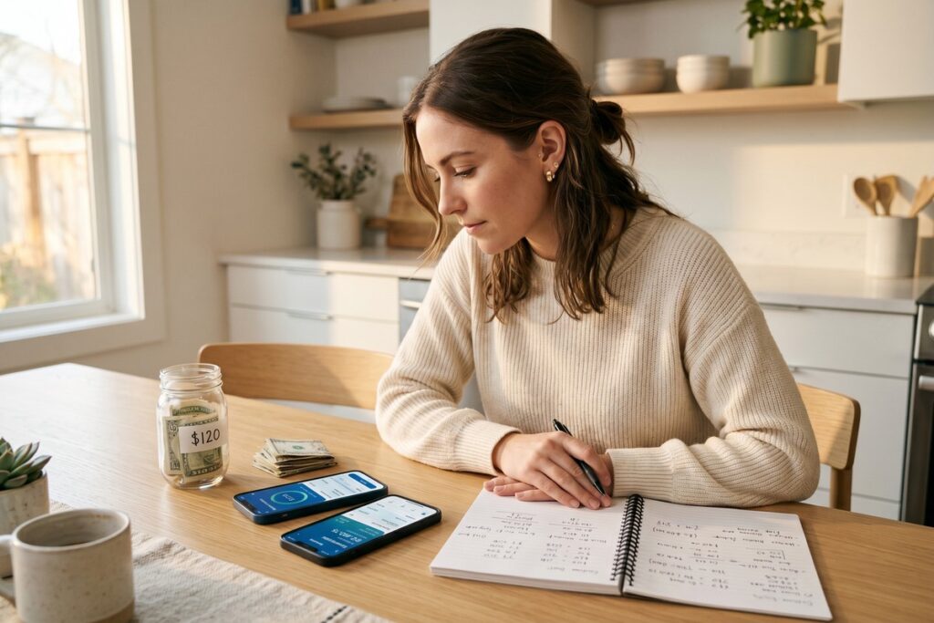 Person comparing emergency fund savings options and high-yield savings accounts on a laptop