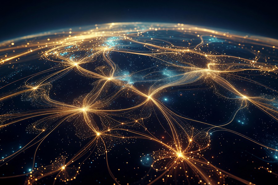 Futuristic illustration of embedded AI lending interface on mobile banking app screen