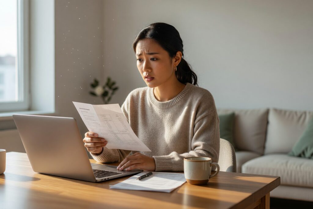 Person reviewing savings account interest rate on a bank statement