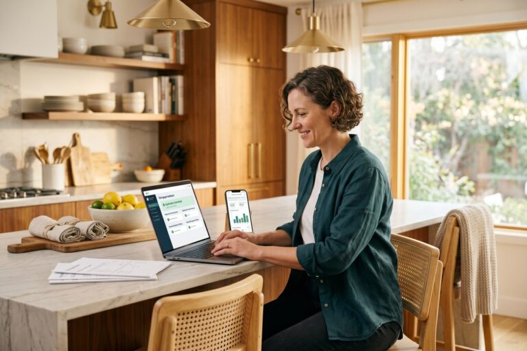 Airbnb host reviewing mortgage rate documents using short-term rental income to qualify for a lower rate