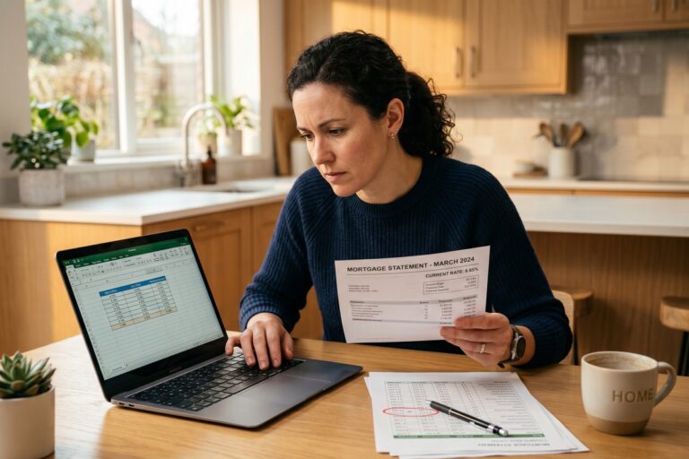 Borrower reviewing ARM loan documents after mortgage rate index discontinued notice from lender