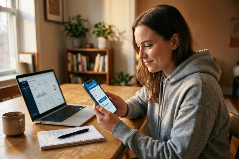 Person using a digital lending app on a smartphone to apply for a bad credit loan
