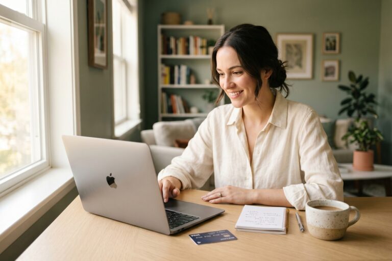Person reviewing best high-yield savings accounts on a laptop with financial charts in the background