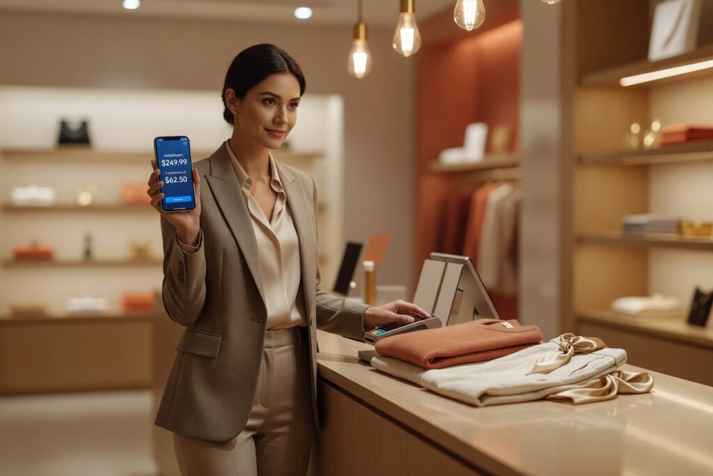 Everyday borrower using buy now pay later platforms on a smartphone for online shopping