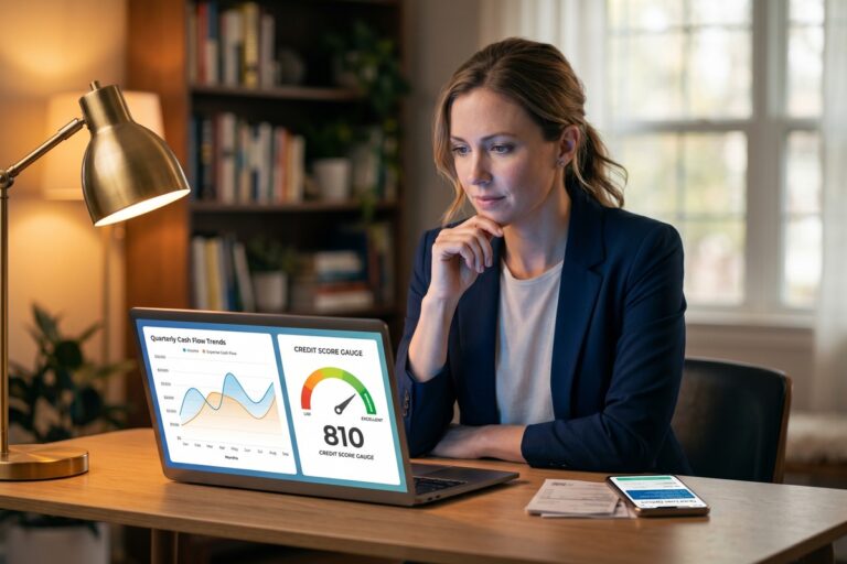 Side-by-side comparison of cash flow lending and credit score lending models on a digital platform dashboard