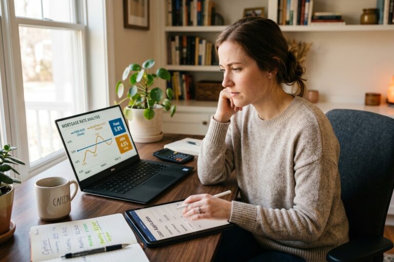 Side-by-side comparison of fixed and variable rate options on a digital loan platform dashboard