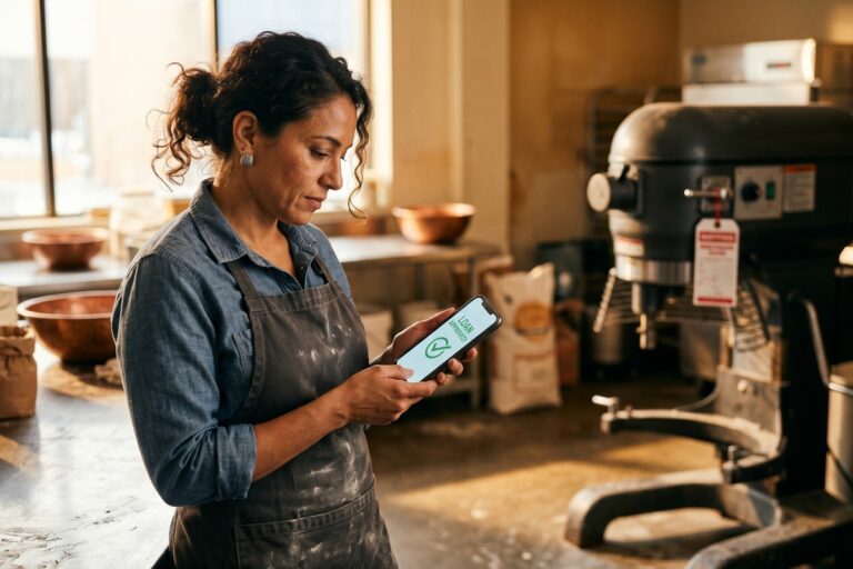 Small business owner applying for digital loans after equipment failure on a laptop