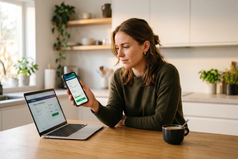 Person comparing embedded finance lending app and standalone loan app on smartphone screen