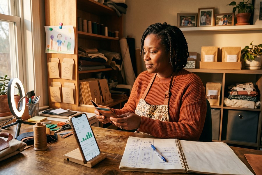 Caregiver with elderly parent reviewing budget and financial recovery plan on laptop