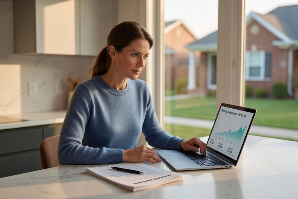 Homeowner reviewing HELOC statements as prime rate changes affect interest costs
