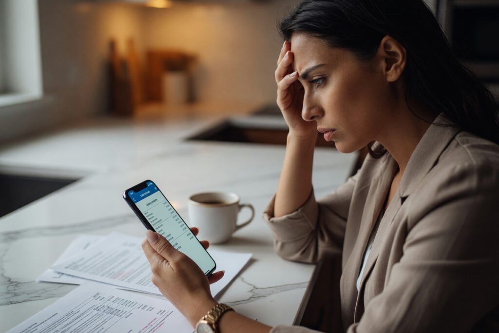 Borrower reviewing digital loan platform fees on a smartphone screen