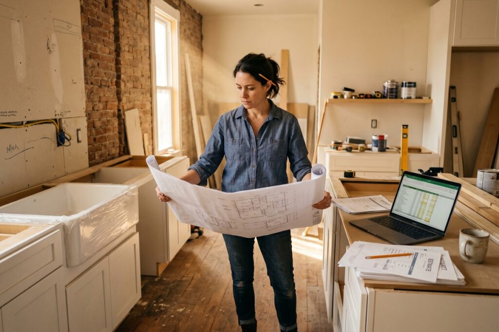 Homeowner comparing home equity loan vs personal loan options for a major renovation project