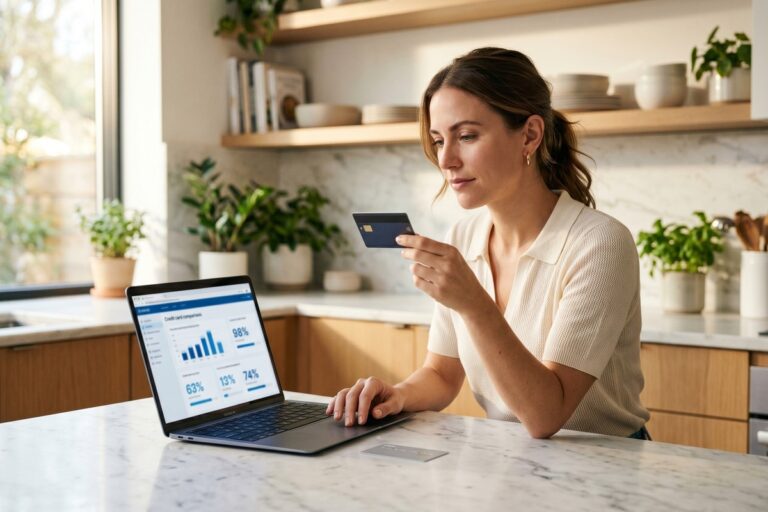 Person reviewing introductory APR offers on a credit card application form