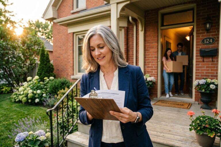 Rental property owner reviewing investment property mortgage rates with a lender