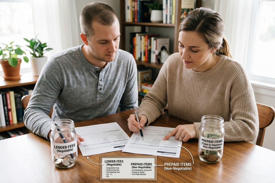 Sample loan estimate document highlighting lender credit, closing costs, and APR comparison fields