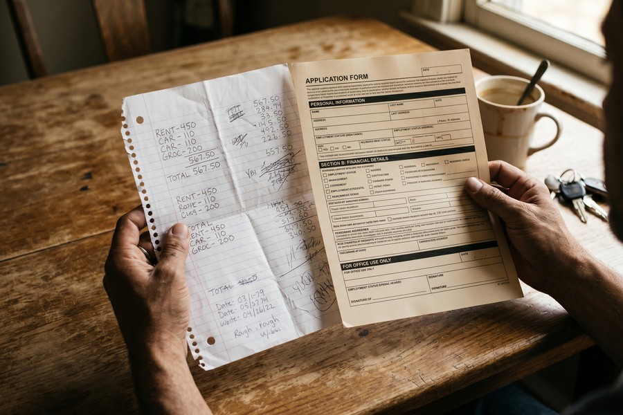 Side-by-side comparison of three mortgage Loan Estimate forms on a desk