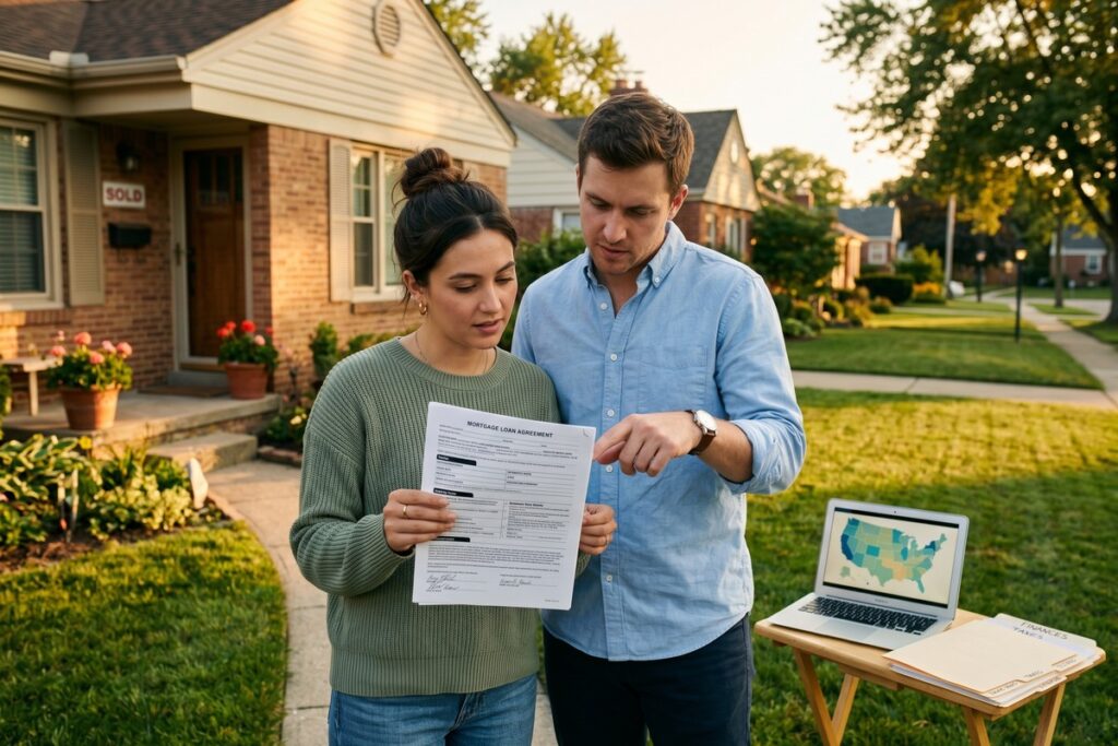 Side-by-side comparison of mortgage rate differences across U.S. states on a map