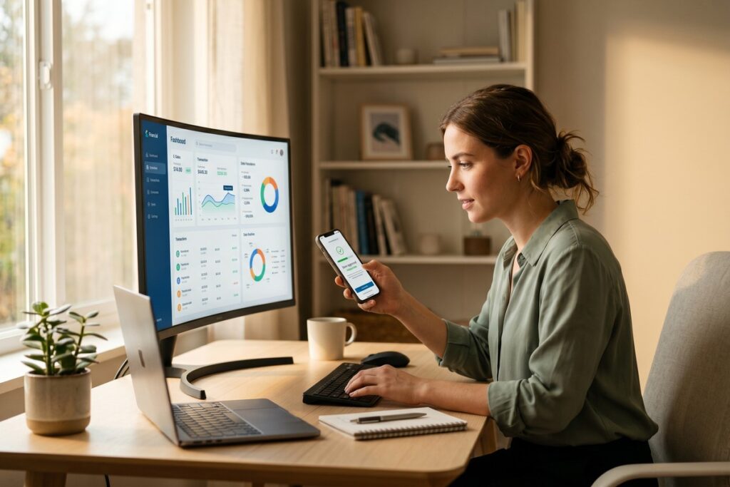Person using a smartphone to access open banking borrowing options through a fintech lending app