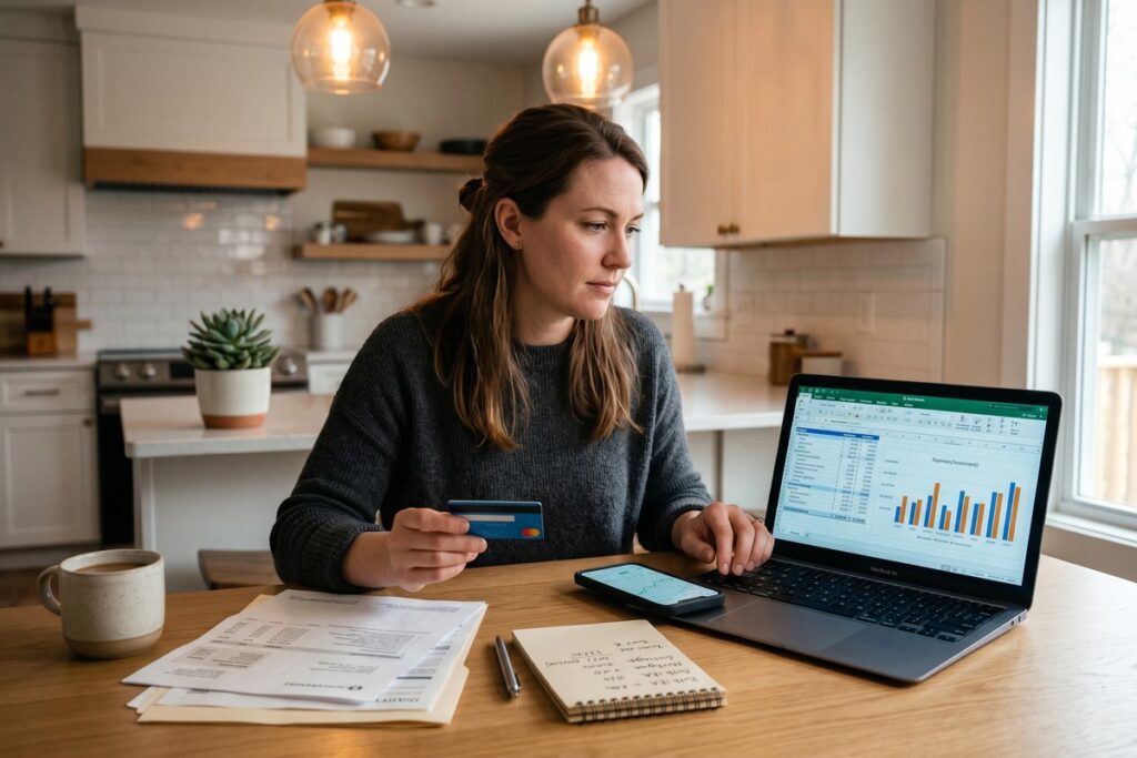 Person at a desk weighing options between paying off debt and investing money across different income levels