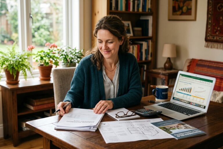 Teacher and government worker reviewing pension backed personal loan options at a desk
