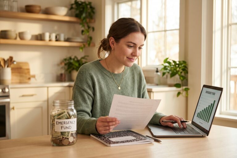 Person reviewing personal loan options on laptop to build an emergency fund from scratch