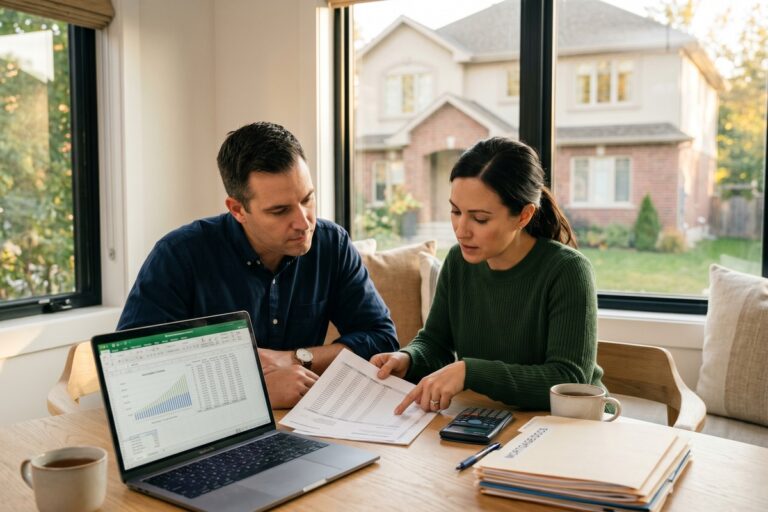 Homeowner reviewing refinance 15 year mortgage rate options on a laptop
