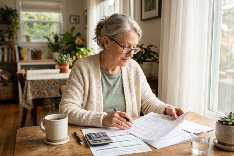 Retired couple reviewing fixed income interest rate risk strategies at home