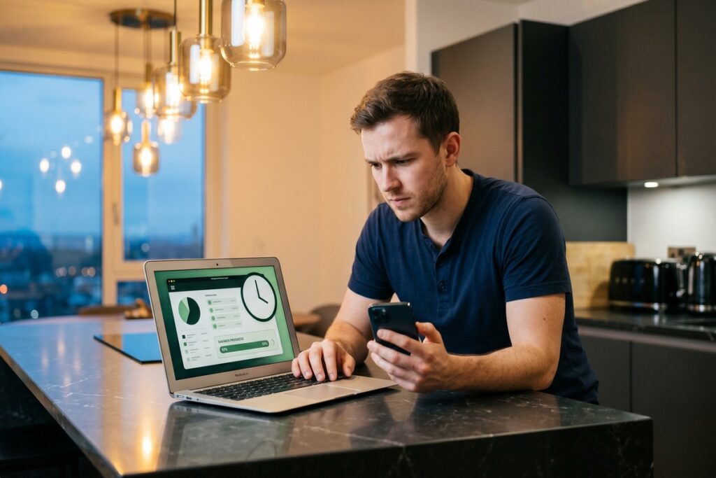 Person comparing same-day digital loan platforms on a smartphone with funding speed results on screen
