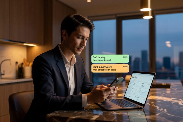 Borrower reviewing soft and hard credit pull differences on a digital lending app