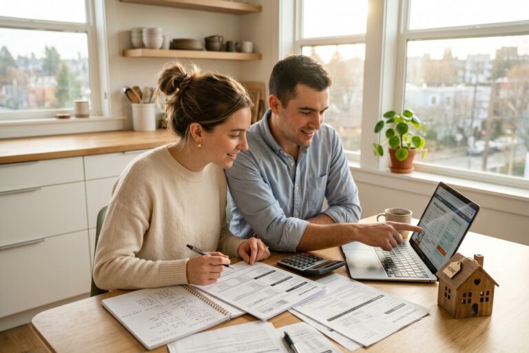 First-time homebuyer reviewing student debt and mortgage rate options with a lender