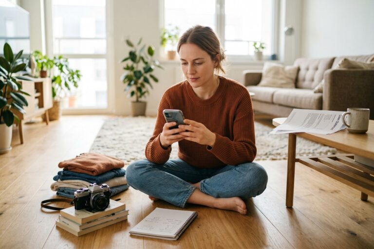 Person reviewing unconventional strategies to free up cash for loan repayment without using a budgeting app