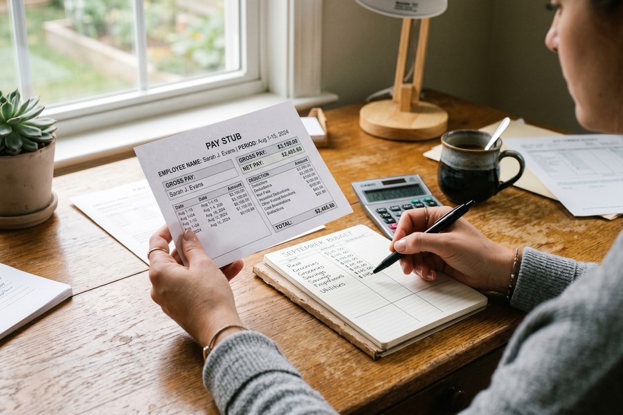 Side-by-side budget breakdown before and after a salary raise with savings allocation