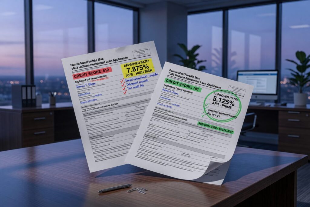 Comparison of mortgage rates for primary borrower versus borrower with co-signer with bad credit