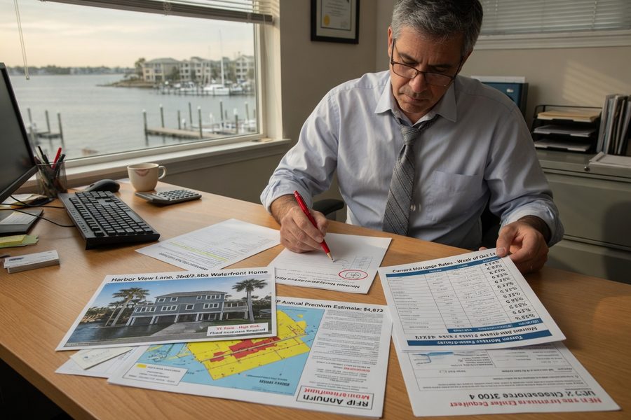 Side-by-side map showing insurance premium divergence between coastal and inland Florida counties in 2024
