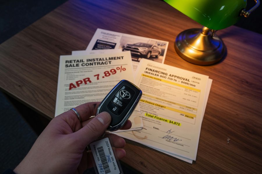Side-by-side comparison of auto loan monthly payments across credit score bands