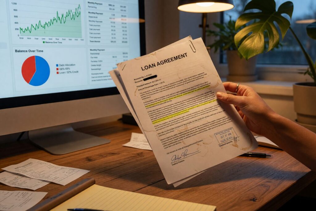 Documents showing financial data retention and privacy notices from digital lenders