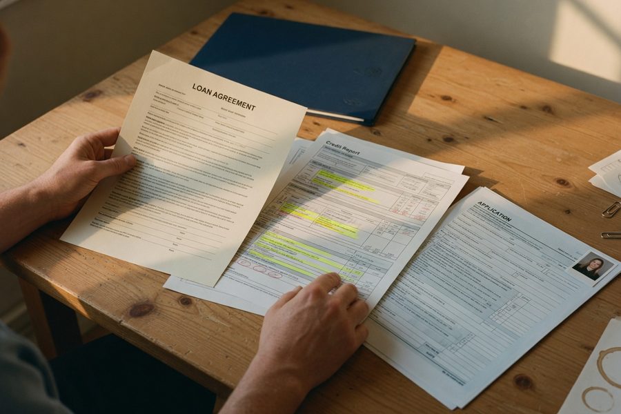 Digital lender approval workflow showing different paths for post-bankruptcy applicants