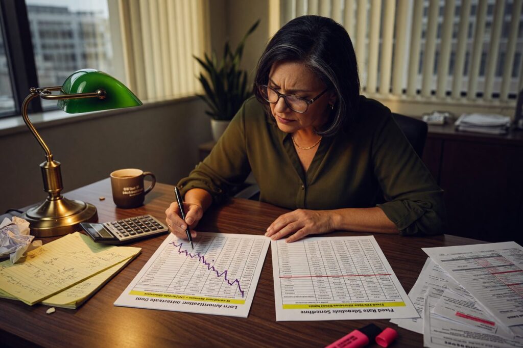 Comparison chart of fixed-rate versus step-rate loan payment schedules over time