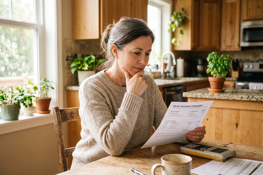 Illustration of three HELOC borrower options: refinance, fixed-rate lock, or pay down balance