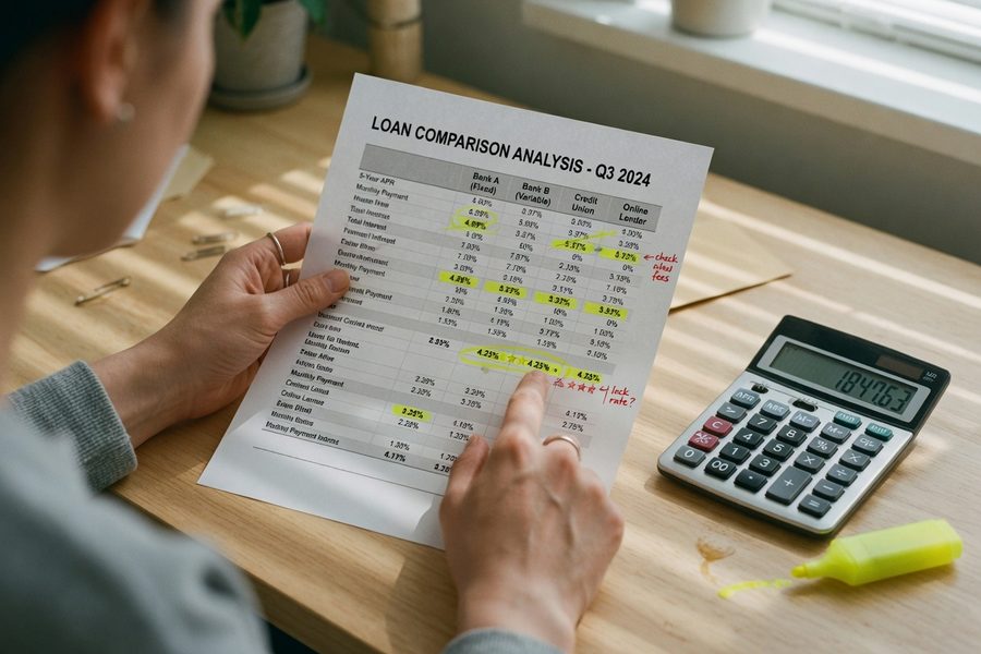 Flowchart showing the step-by-step digital loan refinancing decision process from prequalification to payoff