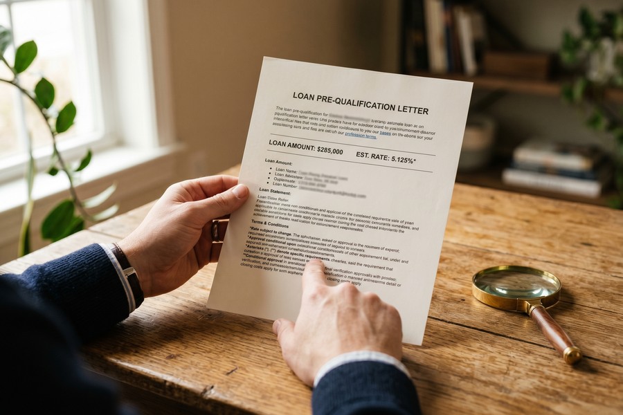 Borrower reviewing loan documents on laptop screen, checking APR against stated interest rate