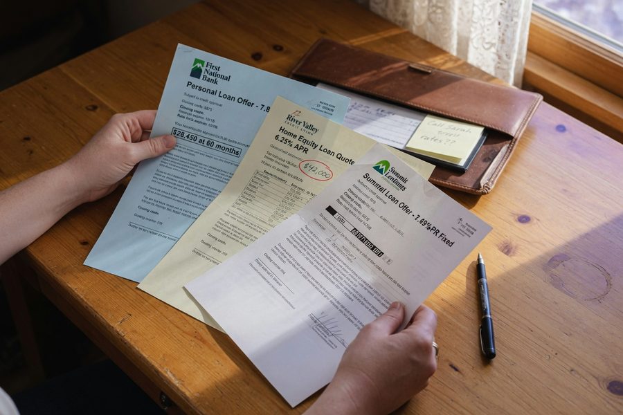 Side-by-side comparison chart of borrower rate quotes across three lender types for a 640 credit score applicant with high savings