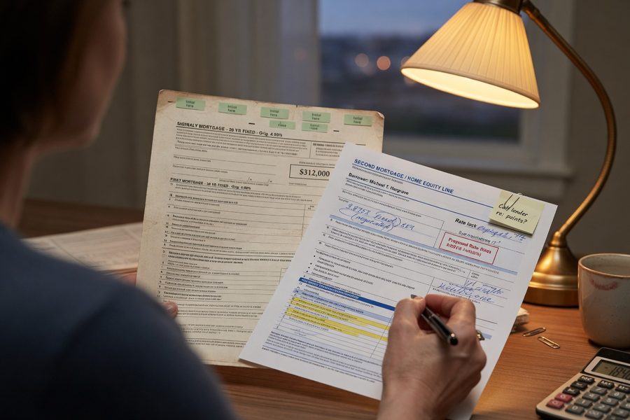Side-by-side comparison of second mortgage rate quotes from bank, credit union, and online lender