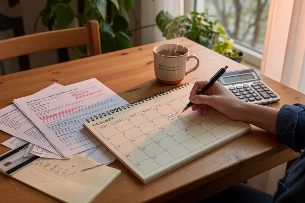 Calendar showing staggered loan payment due dates spread across the month to protect cash flow