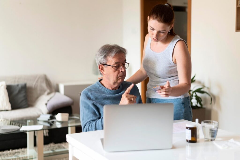 Parent managing bills and credit cards while on family leave with reduced income