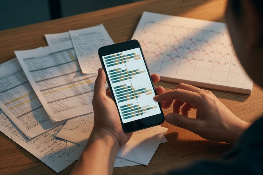 Bank statement being scanned by lender app for income deposits