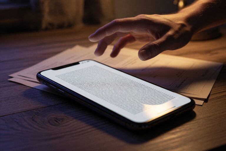 Close-up of digital loan agreement on tablet showing fine print disclosure of origination fees